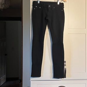 True Religion Stella black stretch ponte pant, 2 back pockets, size 25